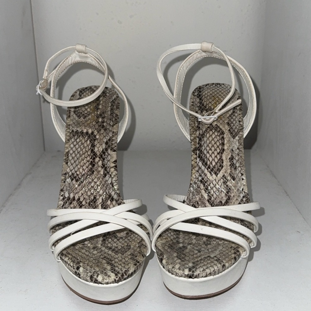 White straps platform heels